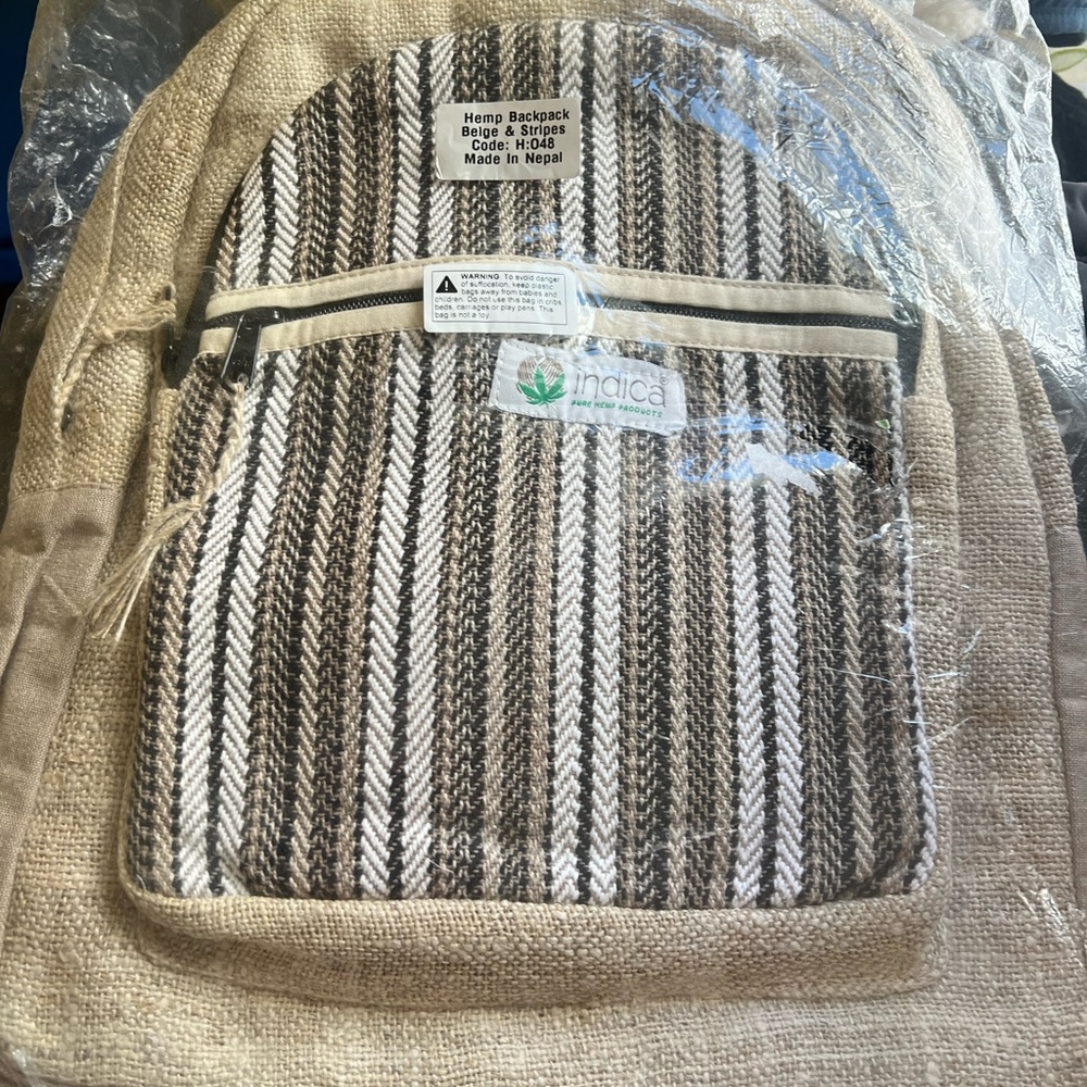 Striped Hemp Backpack NWT unisex